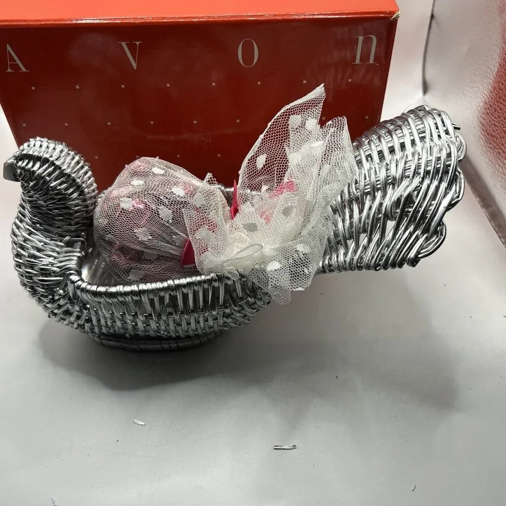 Vintage Avon Basket Of Love Candy Filled Wicker Turkey